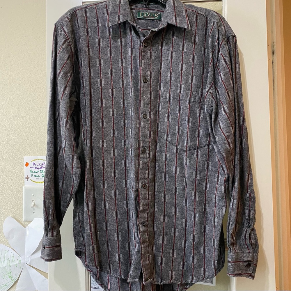 Levis Men Long Sleeve Button Front Cotton Shirt Size Medium Vintage